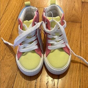 Kids High-Top Sneakers - Pink and Yellow